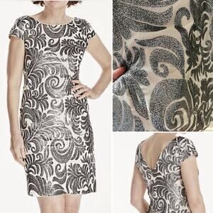 Adrianna Papell Berry Sheath Mini Dress w Lace‎ Overlay & Cap Sleeves Sz 14